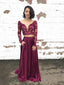 Exquisite Satin V-neck Neckline 2 Pieces A-line Prom Dresses With Beaded Appliques PD148