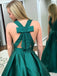 BohoProm prom dresses Exquisite Satin V-neck Neckline Cut-out Chapel Train A-line Prom Dresses With Pockets PD022