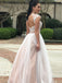 BohoProm prom dresses Exquisite Tulle Jewel Neckline Cap Sleeves Sweep Train A-line Prom Dresses With Beaded Appliques PD028