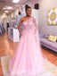 Exquisite Tulle One-shoulder Neckline A-line Prom Dresses With Appliques PD175