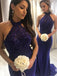 BohoProm prom dresses Eye-catching Spandex Halter Neckline Sheath Prom Dresses With Beaded Appliques PD232
