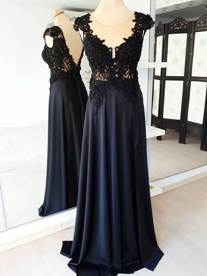BohoProm prom dresses Fantastic Satin Chiffon Scoop Neckline A-line Prom Dresses With Beaded Appliques PD218