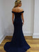 BohoProm prom dresses Glamorous Acetate Satin Off-the-shoulder Neckline Sheath Prom Dresses With 3D Flowers PD045