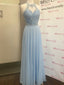 Glamorous Chiffon Jewel Neckline Floor-length A-line Prom Dresses With Beadings PD121