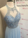 BohoProm prom dresses Glamorous Chiffon Jewel Neckline Floor-length A-line Prom Dresses With Beadings PD121