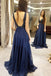 BohoProm prom dresses Glamorous Silk-like Chiffon V-neck Neckline A-line Prom Dresses With Beadings PD202