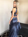 BohoProm prom dresses Gorgeous Sequin Lace Jewel Neckline 2 Pieces Mermaid Prom Dress With Slit PD193