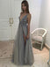 BohoProm prom dresses Gorgeous Tulle V-neck Neckline Floor-length A-line Prom Dresses With Rhinestones PD061
