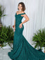 Graceful Lace Off-the-shoulder Neckline Chapel Train Mermaid Prom Dress PD185