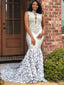 Lace Appliqued Sliver Mermaid Black Girl Formal Prom Dresses,3365