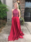Marvelous Satin Jewel Neckline A-line Prom Dresses With Rhinestones PD123