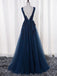 BohoProm prom dresses Marvelous Tulle V-neck Neckline A-line Prom Dresses With Beaded Appliques PD091