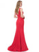 BohoProm prom dresses Mermaid Deep-V Sweep Train Jersey Simple Prom Dress 3118