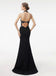 BohoProm prom dresses Mermaid Halter Floor-Length Satin Appliqued Black Prom Dresses HX0026