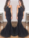 BohoProm prom dresses Mermaid Halter Floor-Length Satin Black Simple Prom Dresses HX0087