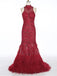 BohoProm prom dresses Mermaid Halter Sweep Train Tulle Lace Pageant Prom Dresses ASD26713