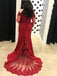 BohoProm prom dresses Mermaid Off-Shoulder Sweep Train Chiffon Appliqued Prom Dress 3104