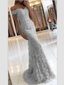 Mermaid Off-Shoulder Sweep Train Tulle Appliqued Beaded Prom Dresses ASD2688