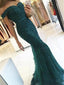 Mermaid Off-Shoulder Sweep Train Tulle Appliqued Beaded Prom Dresses ASD2689