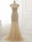 Mermaid Scoop-neck Floor-Length Tulle Rhinestone Evening Dresses ASD27087