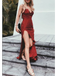 BohoProm prom dresses Mermaid Spaghetti Strap Floor-Length Lace Burgundy Prom Dresses HX00126