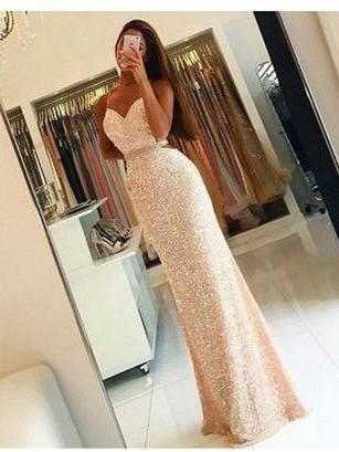 BohoProm prom dresses Mermaid Spaghetti Strap Floor-Length Sequined Sexy Prom Dresses  HX0063