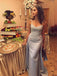BohoProm prom dresses Mermaid Spaghetti Strap Sweep Train Satin Gray Prom Dresses HX0091