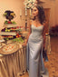 Mermaid Spaghetti Strap Sweep Train Satin Gray Prom Dresses HX0091