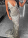 BohoProm prom dresses Mermaid Spaghetti Strap Sweep Train Sequin Silver Prom Dresses ASD26792