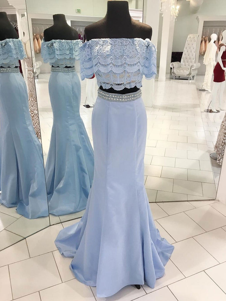BohoProm prom dresses Mermaid Straight Across Sweep Train Satin Appliqued Rhine Stone Prom Dress 3107