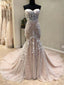 Mermaid Sweetheart Chapel Train Tulle Appliqued Long Evening Dresses ASD26931