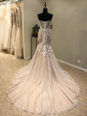 BohoProm prom dresses Mermaid Sweetheart Chapel Train Tulle Appliqued Long Prom Dresses ASD26931