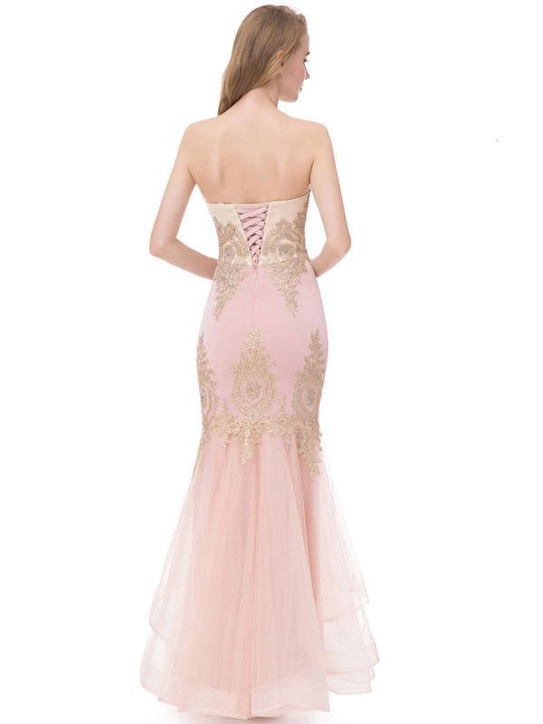 BohoProm prom dresses Mermaid Sweetheart Floor-Length Organza Rhine Stone Prom Dress 3119