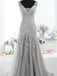 BohoProm prom dresses Mermaid V-neck Floor-Length Tulle Gray Prom Dresses With Beading HX00135