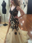 Mermaid V-Neck Sweep Train Tulle Appliqued Sexy Prom Dresses HX00143