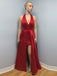 BohoProm prom dresses Outstanding Satin Halter Neckline Sweep Train A-line Prom Dress PD075