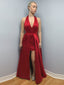 Outstanding Satin Halter Neckline Sweep Train A-line Prom Dress PD075