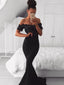 Popular Acetate Satin Off-the-shoulder Neckline Sheath Prom Dresses With Appliques PD161