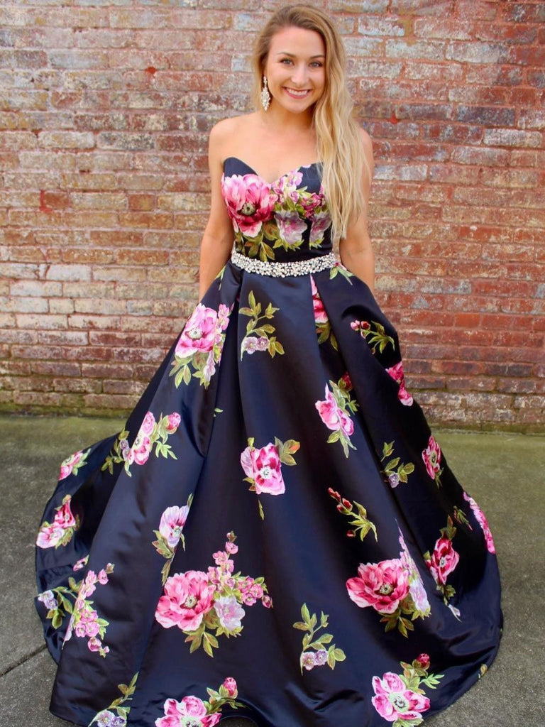 BohoProm prom dresses Popular Satin Sweetheart Neckline Ball Gown Prom Dresses With Beadings PD138