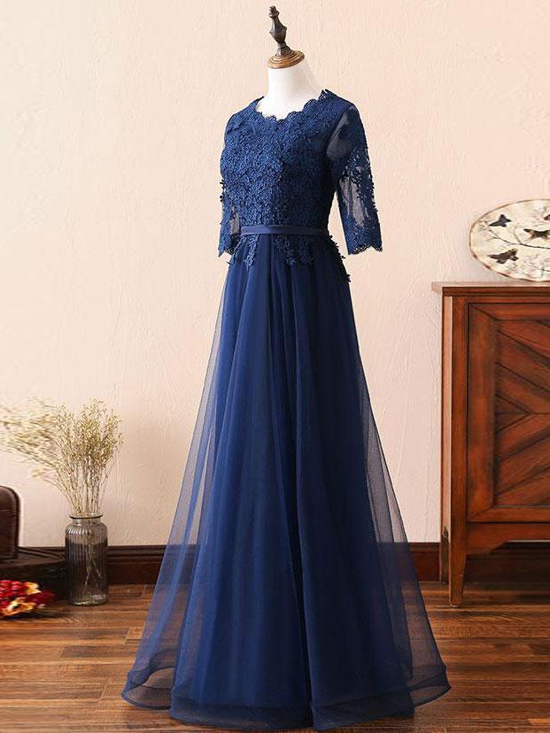 BohoProm prom dresses Popular Tulle Scoop Neckline Floor-length A-line Prom  Dresses With Beaded Appliques PD035