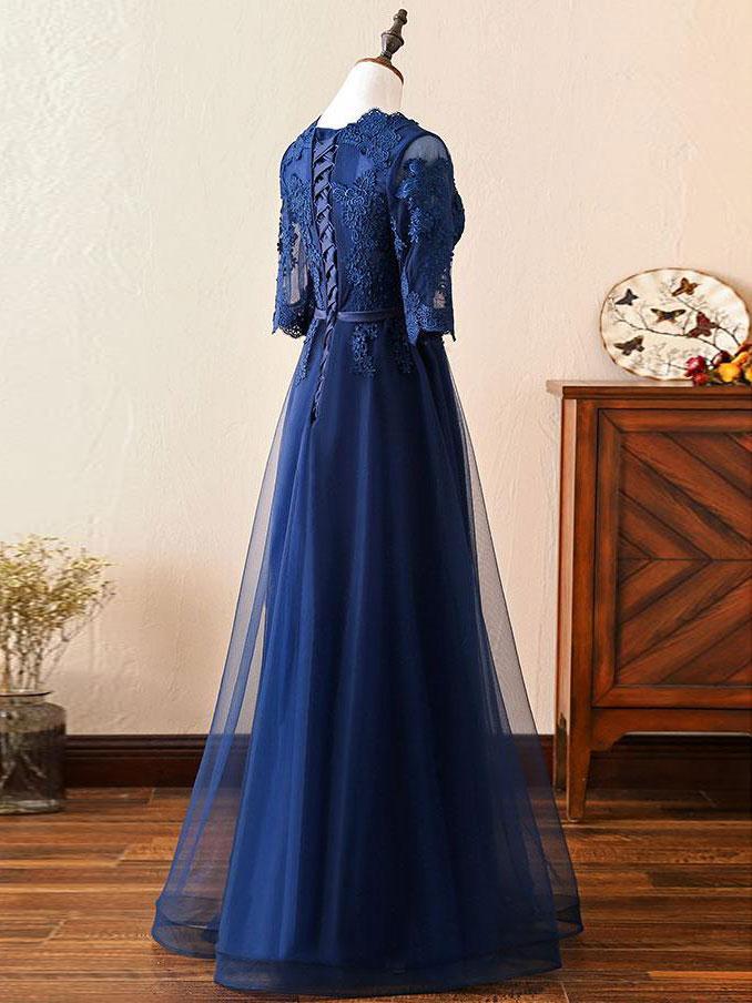 BohoProm prom dresses Popular Tulle Scoop Neckline Floor-length A-line Prom  Dresses With Beaded Appliques PD035