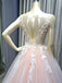 BohoProm prom dresses Popular Tulle V-neck Neckline Ball Gown Prom Dresses With 3D Flowers & Pearls PD118