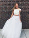 BohoProm prom dresses Pure Tulle Off-the-shoulder Neckline 2 Pieces A-line Prom Dresses With Beadings PD152