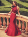 BohoProm prom dresses Sexy Satin High-neck Neckline Sweep Train 2 Pieces Mermaid Prom dresses With Appliques PD027