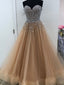 Shimmering Tulle Sweetheart Neckline Floor-length A-line Prom Dresses With Rhinestones PD009