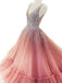 BohoProm prom dresses Shimming Tulle V-neck Neckline Ball Gown Prom Dresses With Rhinestones PD188