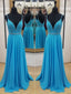 Shining Chiffon Spaghetti Straps Neckline A-line Prom Dresses With Beadings PD090