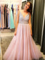 Shining Tulle V-neck Neckline A-line Prom Dresses With Rhinestones PD233