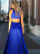 BohoProm prom dresses Simple Satin Jewel Neckline Cut-out Chapel Train A-line Prom Dresses With Slit PD049