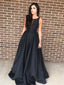 Simple Satin Scoop Neckline Chapel Train A-line Prom Dress PD144